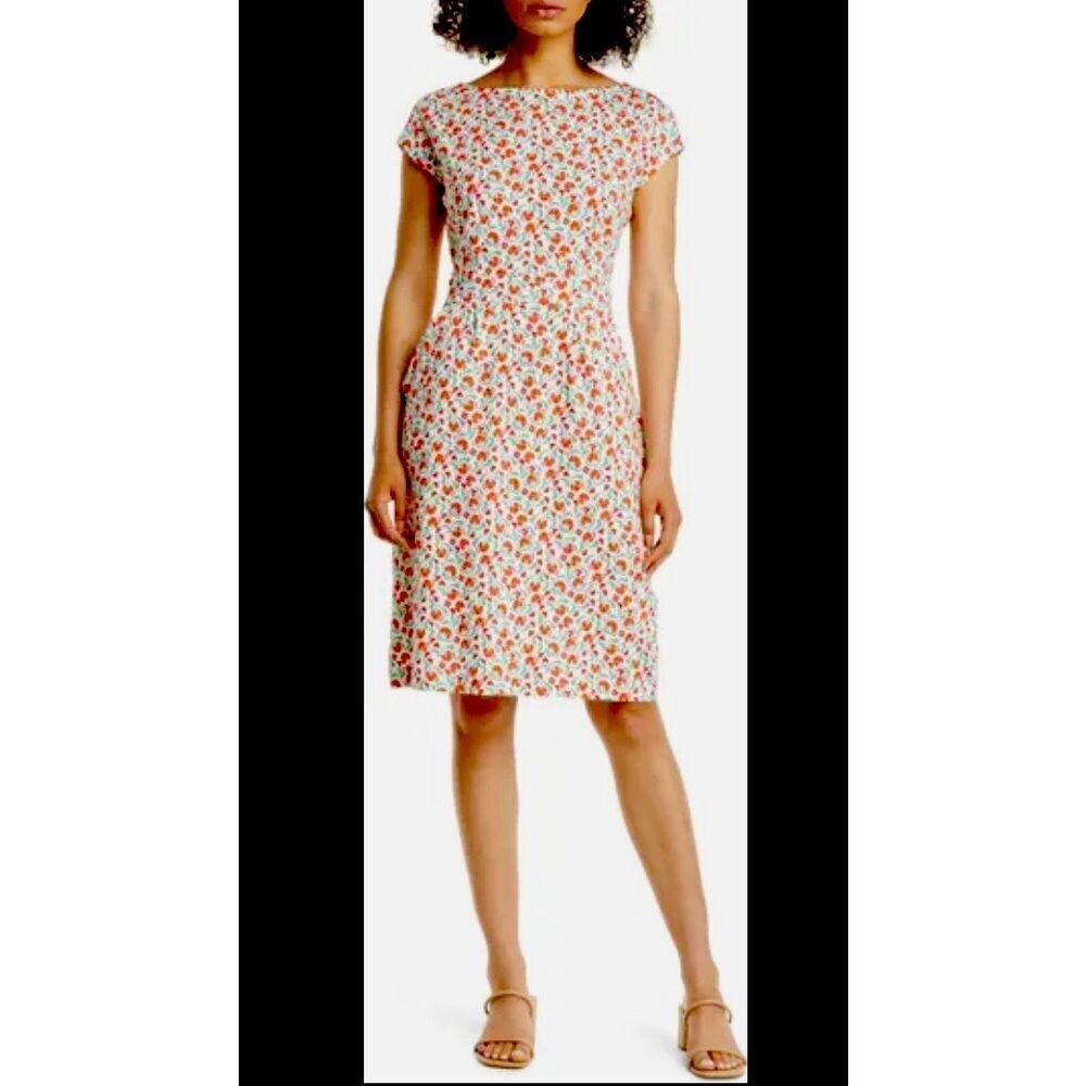 Womens Boden Florrie Jersey‎ Dress Floral Retro Print A Line Size 6 Long Pockets